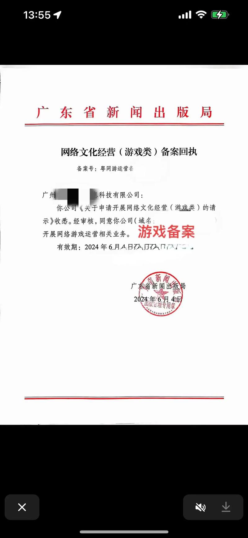 备案回执 游戏圈的朋友们出海遨游差不